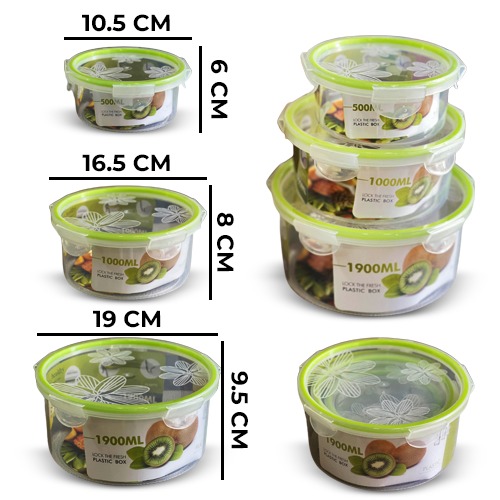 Set of 3 Pieces Circular Plastic Storage Food Box