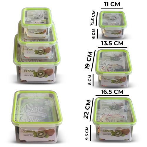 Set of 3 Pieces Rectangular Plastic Storage Food Box
