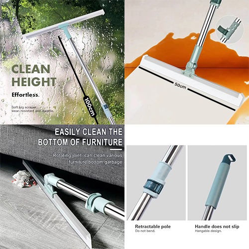 Squeegee Broom for Floor, Heavy Duty Floor Squeegee Floor Mop, Silicon Rubber Floor Scrubber Squeegee for Home Garage Bathroom Tile Marble Glass Window Cleaning