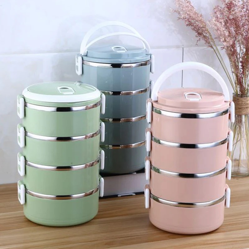 Stainless Steel Lunch Box 4 Layers With Handle