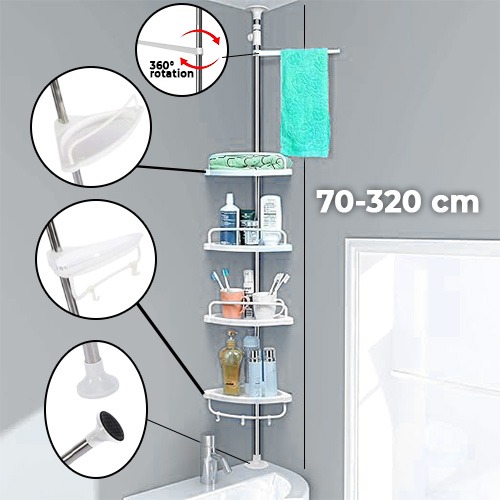 Trintion 4 Tier Adjustable Telescopic Shelf Bathroom Organiser Corner Rack Shower Shelf Caddy Holder