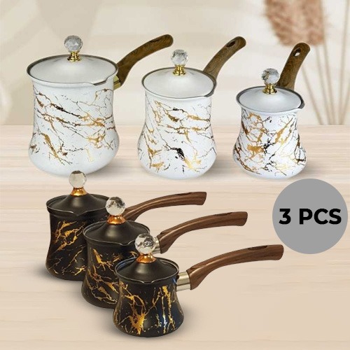 Turkish Coffee Warmer 3 Pieces Set (Marble Design)