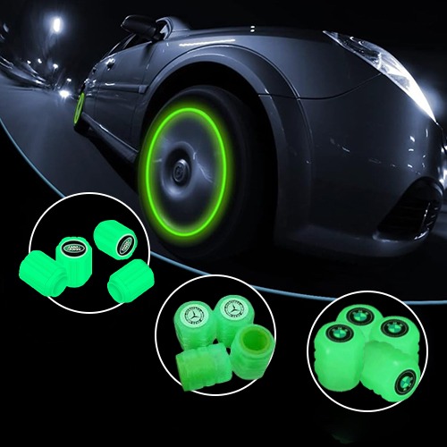 Tyre Valve Caps Luminous Glow Car Tire Air Stem Valve Cap Covers (4 Pcs)