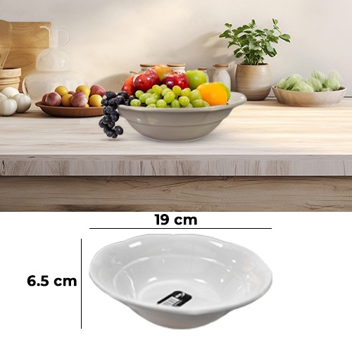 White Melamine Bowl 8Inch (19x6.5cm)