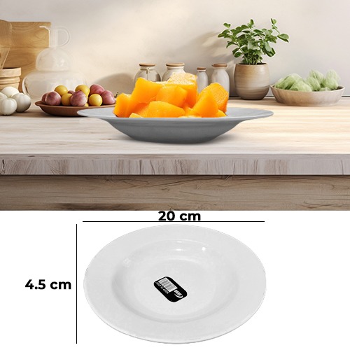 White+Melamine+Round+Deep+Plate+8Inch+%2820x4.5cm%29