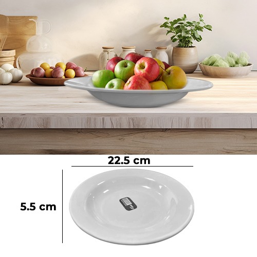 White+Melamine+Round+Deep+Plate+9Inch+%2822.5x5.5cm%29