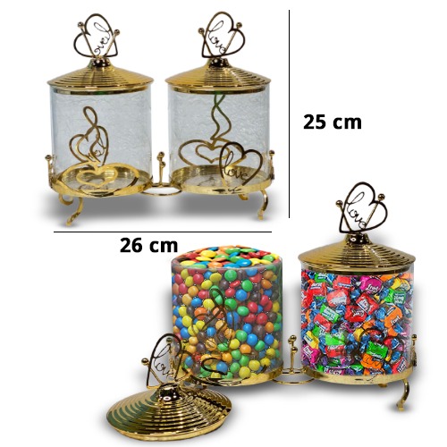 kitchen Food Coffee,Sugar,Candies Storage Canister Home Decor Luxury Metal Gold Glass Tea Jar Set