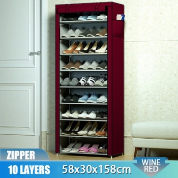 58x30x158cm+10+Layers+Single+Row+Zipper+Fabric+Shoes+Cabinet