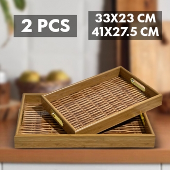 2+Pieces+Modern+Style+Wooden+Tray