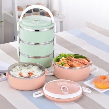 Stainless+Steel+Lunch+Box+4+Layers+With+Handle