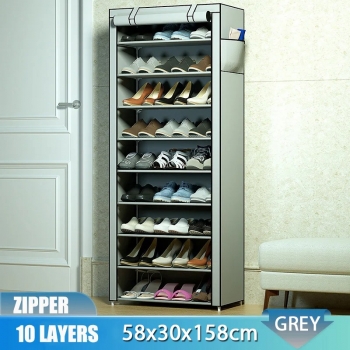 58x30x158cm+10+Layers+Single+Row+Zipper+Fabric+Shoes+Cabinet