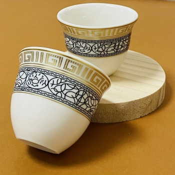 12+Pcs+Arabic+Coffee+Cups%2CCeramic+Coffee+Cups%2CGold+and+Black+Modern+Pattern