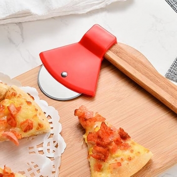 Axe+Wooden+Handle+Pizza+Cutter+Rotating+Blade+Home+Kitchen+Cutting+Tool%2CStainless+Steel+Pizza+Cutter