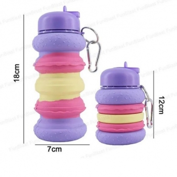 600ml+Hamburger+Design+Collapsible+Silicone+Water+Bottle+With+Straw