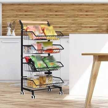 4+Tier+Fruit+Vegetable+Storage+Basket+Rolling+Cart+with+Handle+and+Wheels+Trolley+Cart+for+Kitchen+Storage+Organization