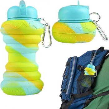 600ml+Collapsible+Water+Bottle%2C+Reuseable+Silicone+Foldable+Leak+Proof+Portable+Sports+Travel+Water+Bottles+BPA+Free%2C+Doughnut+Style+Cycling+Cups