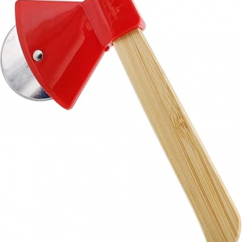 Axe+Wooden+Handle+Pizza+Cutter+Rotating+Blade+Home+Kitchen+Cutting+Tool%2CStainless+Steel+Pizza+Cutter