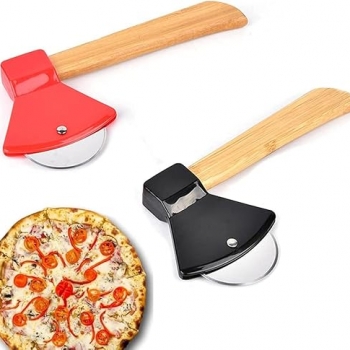 Axe+Wooden+Handle+Pizza+Cutter+Rotating+Blade+Home+Kitchen+Cutting+Tool%2CStainless+Steel+Pizza+Cutter