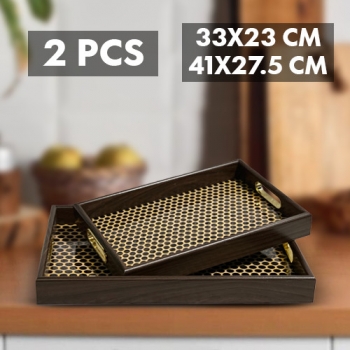 2+Pieces+Modern+Style+Wooden+Tray