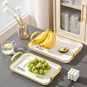 Set+of+3+Pieces+Luxury+Rectangular+Serving+Tray+with+Gold+Rim+and+Handles