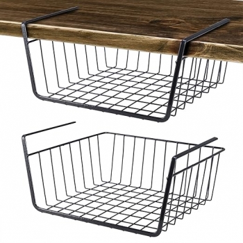 Undershelf+Wire+Storage+Basket%2C+Household+Metal+Hanging+Bin+Slides+for+Space+Saving+for+Kitchen+Pantry+Bookshelf