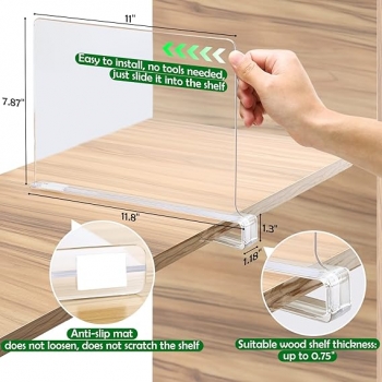 2+Pieces+Clear+Acrylic+Dividers+For+Closet+Organization%2CSweaters%2Cbooks%2Ckitchen+supplies+To+Save+Space