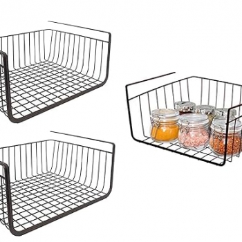 Undershelf+Wire+Storage+Basket%2C+Household+Metal+Hanging+Bin+Slides+for+Space+Saving+for+Kitchen+Pantry+Bookshelf