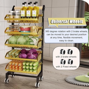 4+Tier+Fruit+Vegetable+Storage+Basket+Rolling+Cart+with+Handle+and+Wheels+Trolley+Cart+for+Kitchen+Storage+Organization