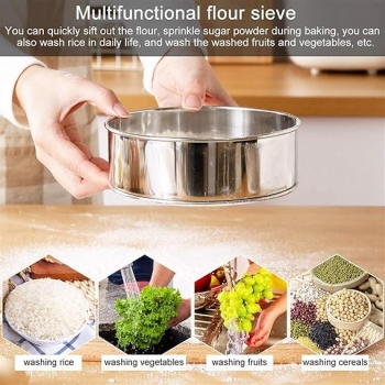 Mesh+Stainless+Steel+Strainers+Multi-Size+Kitchen+Food+Flour+Sieve+Powder+6+Pcs