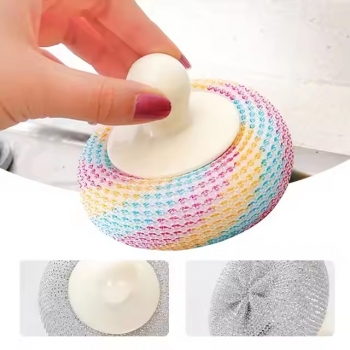 4+Pieces+Cleaning+Scrubbers+Plastic+Ball+with+Handle