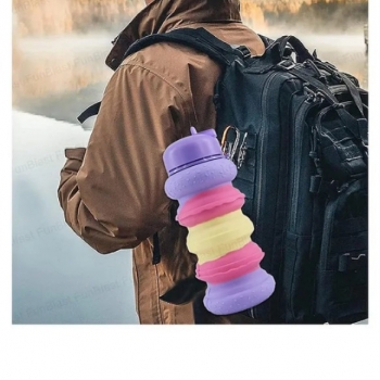 600ml+Hamburger+Design+Collapsible+Silicone+Water+Bottle+With+Straw