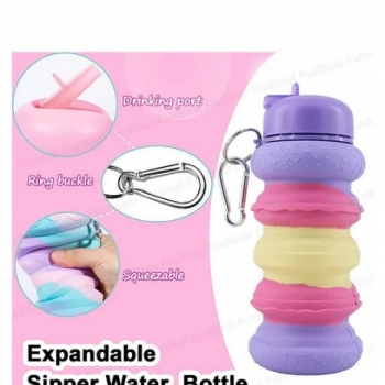 600ml+Hamburger+Design+Collapsible+Silicone+Water+Bottle+With+Straw