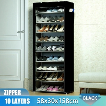 58x30x158cm+10+Layers+Single+Row+Zipper+Fabric+Shoes+Cabinet