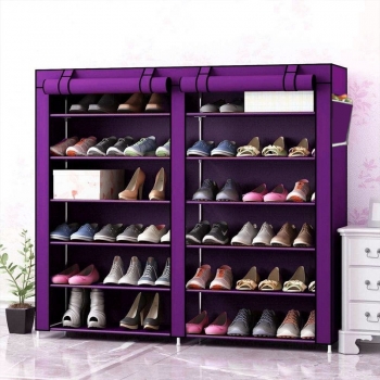 118x30x120cm+Double+Door+Fabric+Shoe+Cabinet