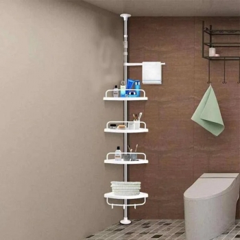 260cm+Trintion+4+Tier+Adjustable+Telescopic+Shelf+Bathroom+Organizer+Corner+Rack+Shower+Shelf+Caddy+Holder