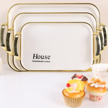 Set+of+3+Pieces+Luxury+Rectangular+Serving+Tray+with+Gold+Rim+and+Handles