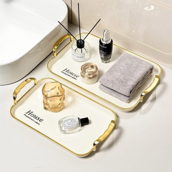 Set+of+3+Pieces+Luxury+Rectangular+Serving+Tray+with+Gold+Rim+and+Handles