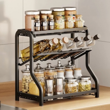 Metal+3+Tier+Kitchen+Spice+Rack+Herb+Storage+Holder+Freestanding+Seasoning+Shelf