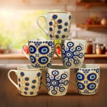 6+Pieces+Blue+Eye+Design+Coffee+Mugs