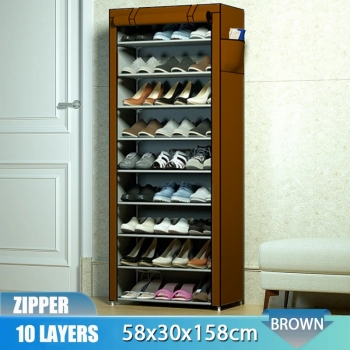 58x30x158cm+10+Layers+Single+Row+Zipper+Fabric+Shoes+Cabinet